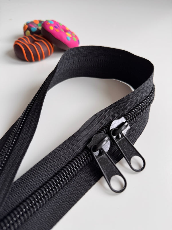 Megabreiter-Reißverschluss Schwarz 80cm endlos